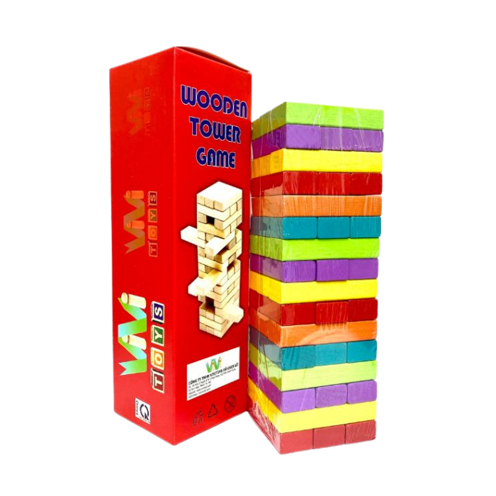 Bộ đồ chơi rút gỗ màu 48 chi tiết Vivitoys - T241, hàng chính hãng, an toàn cho bé